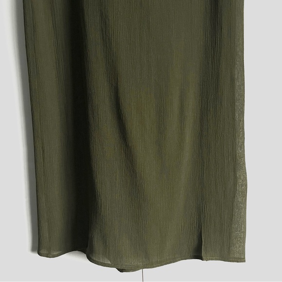 Zara Semi-Sheer Textured Wrap Skirt In Green Size M NWT - Picture 10 of 13